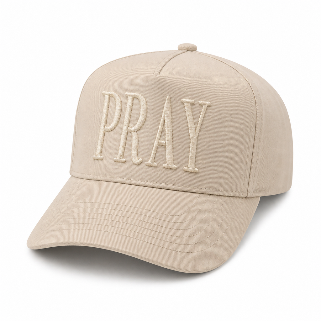 Monochromatic Puff Embroidered PRAY Hat | Minimalist Faith Hat