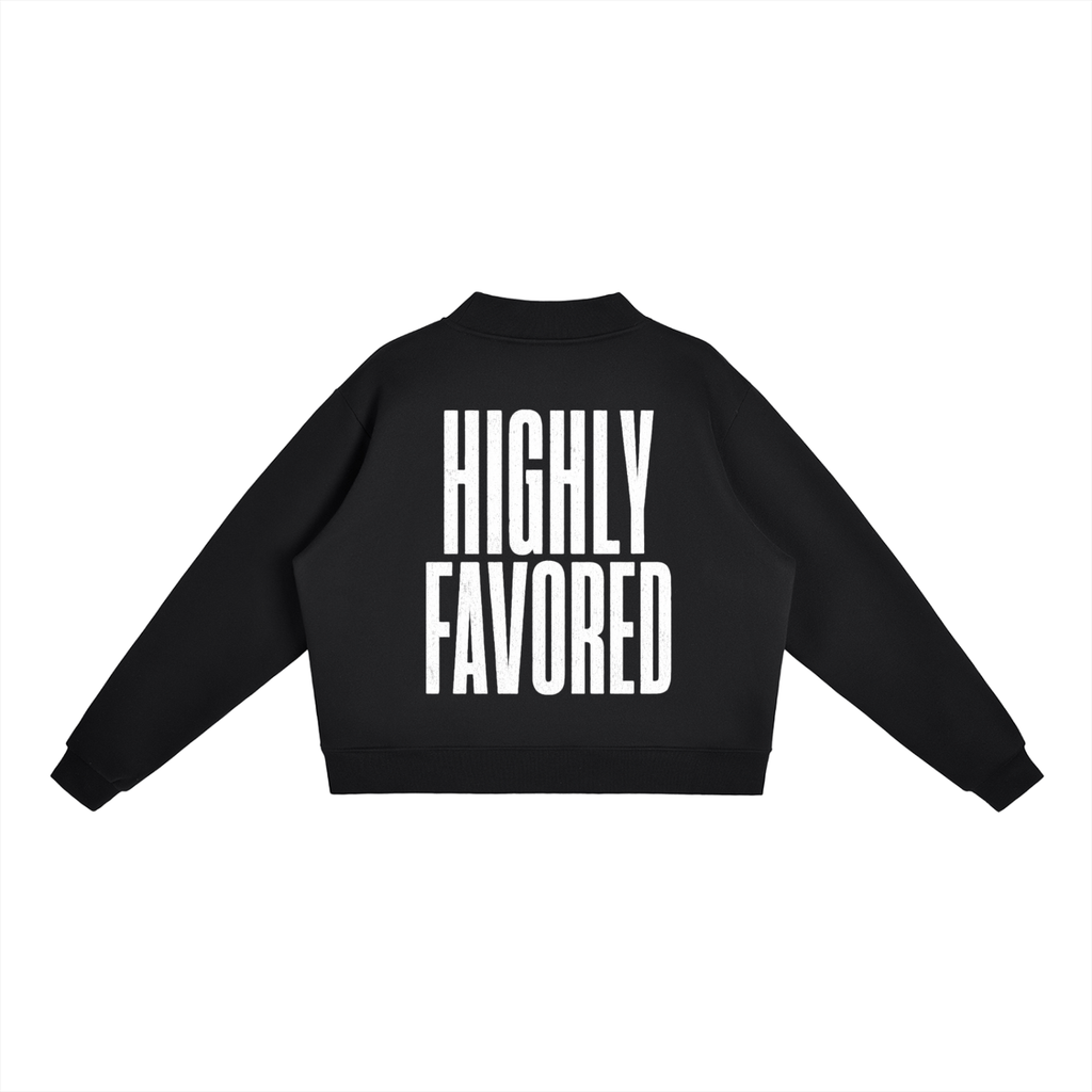 Highly Favored Mock Neck Sweatshirt | Women’s Essential Fleece Crew | Faith-Based Pullover