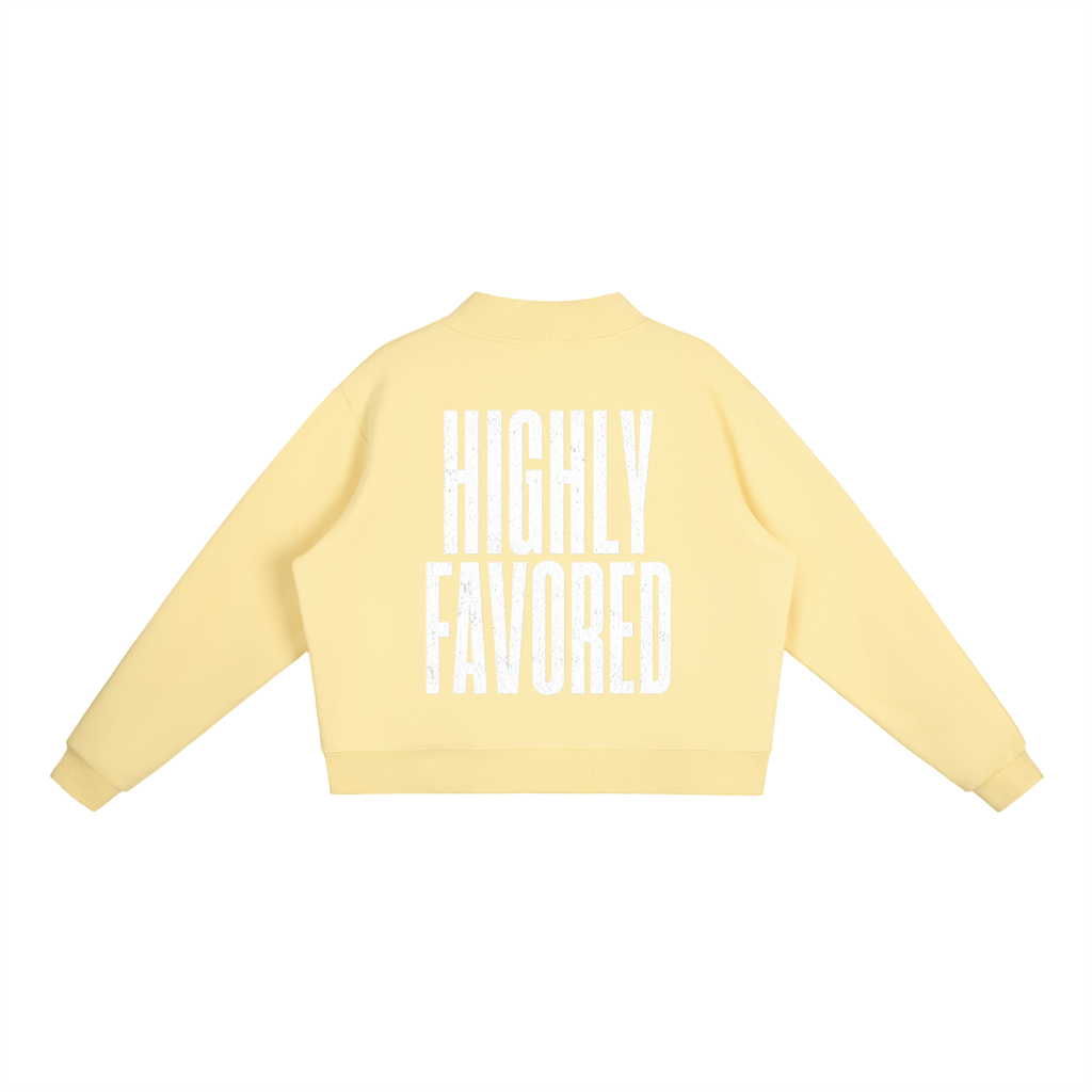 Highly Favored Mock Neck Sweatshirt | Women’s Essential Fleece Crew | Faith-Based Pullover